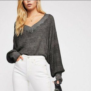 NWT Free People South Side Thermal Top - Black